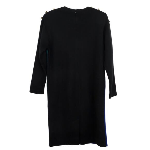 KAYO 1980s Vintage Pink & Blue Color Block Long Sleeve Dress Retro Large - Picture 3 of 4